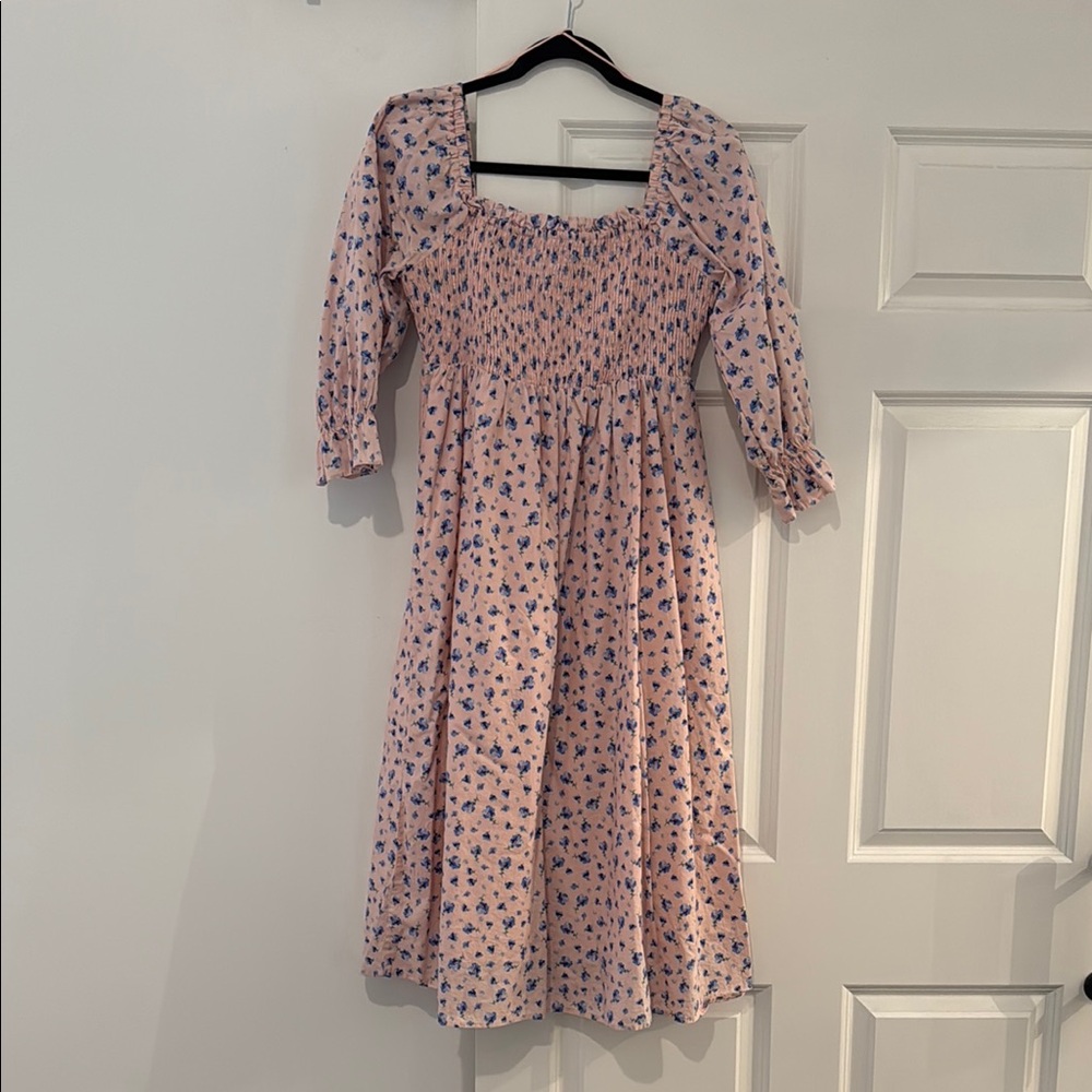 English Factory Floral Smocked Midi Dress